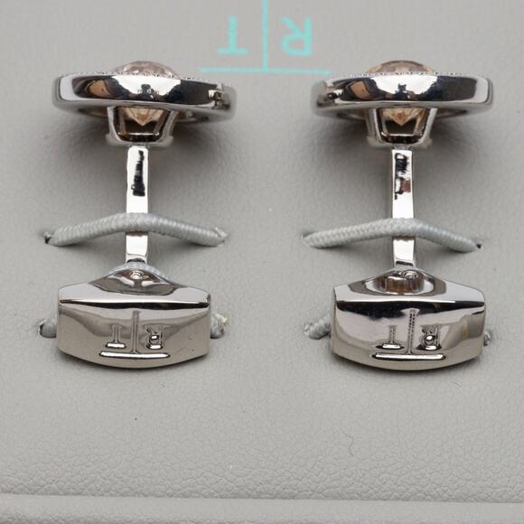 Tateossian Halo Rhodium Plated Round Cufflinks - Picture 7 of 8